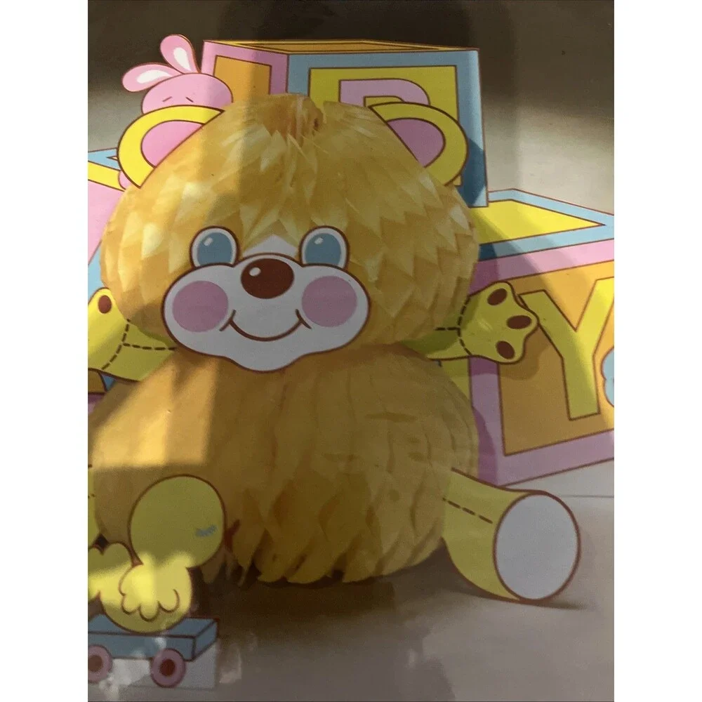 Vintage Baby Shower ︱Centerpiece︱Reed︱Bear︱Giraffe︱10 1/2 Wide 9 In Tall